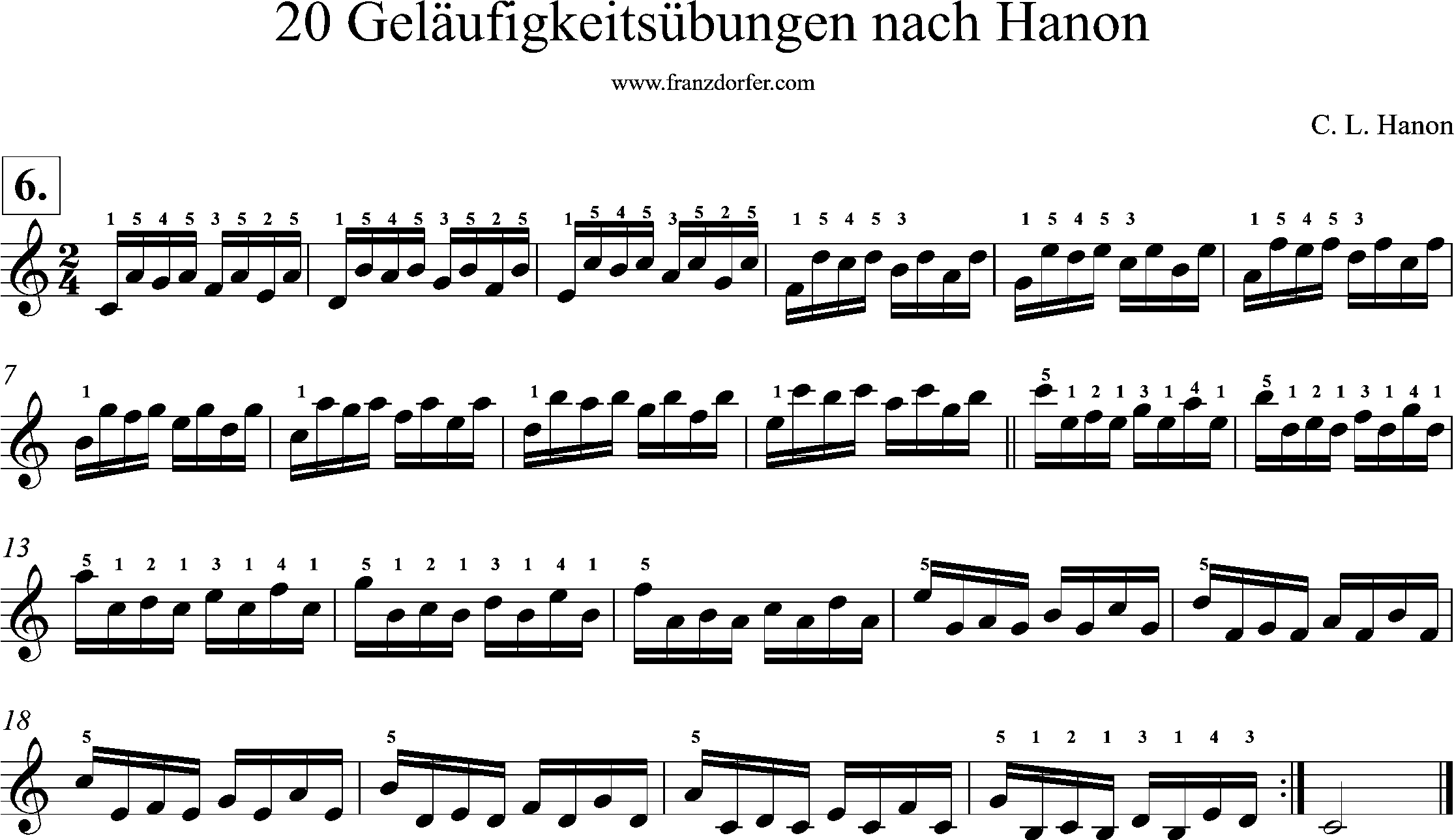 Akkordeonnoten, Hanon geläufigkeitsübungen, Nr-06